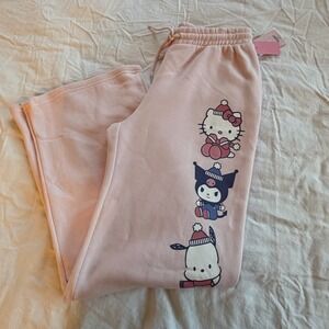 Hello Kitty Winter Lounge Pants Pink Hello Kitty & Friends Joggers Size M NWT‎